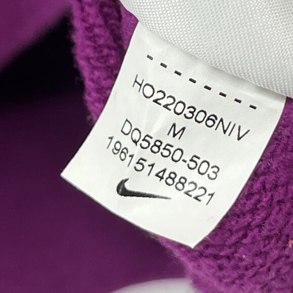 NIKE Hoodie Womens M Sportswear Club Fleece Pullover Cropped Sweatshirt Purple - Picture 13 of 16